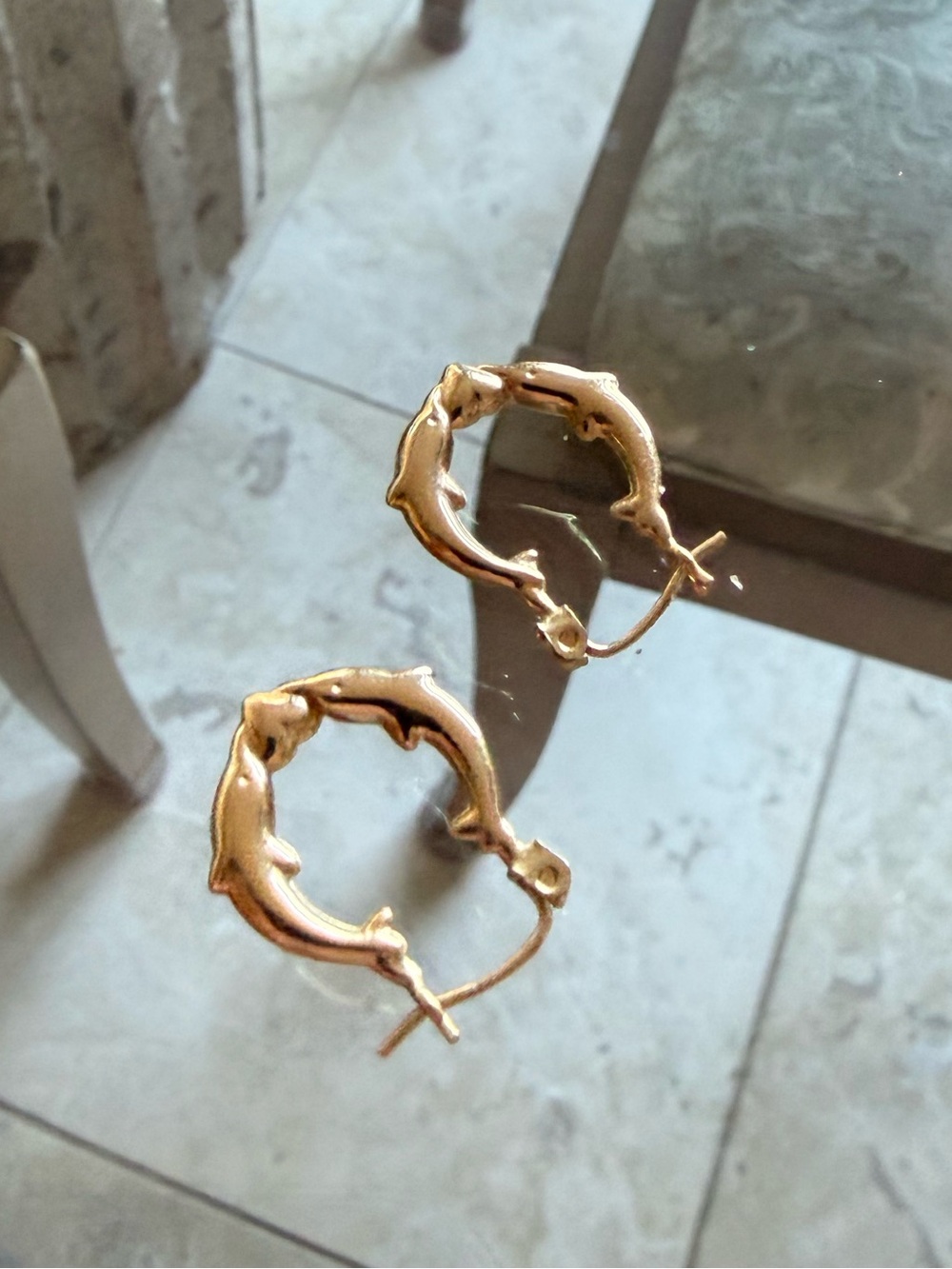 14K Yellow Gold Dolphin Earrings